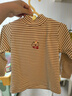 嘟嘟家【7A抑菌】?jì)和虻咨腊敫哳I(lǐng)秋裝男童上衣德絨秋款女童長(cháng)袖T恤潮 咖色系條紋 90 曬單實(shí)拍圖