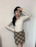 浪莎咖色復古毛呢格子裙女春秋新款小個(gè)子包臀裙短裙a字半身 曬單實(shí)拍圖