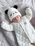 優(yōu)奇嬰兒衣服新生兒連體衣秋冬加棉保暖衣加厚三層夾棉寶寶哈衣爬爬服 【加厚保暖】杏色 80cm 曬單實(shí)拍圖
