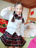 G.DUCKKIDS小黃鴨女童套裝秋裝兒童jk套裝裙女孩學(xué)院風(fēng)開(kāi)衫毛衣百褶裙三件套 襯衣+裙子兩件套 140 尺碼9~10歲【130-140cm】 曬單實(shí)拍圖