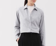 無(wú)印良品（MUJI） 女式 法蘭絨 襯衫領(lǐng) 長(zhǎng)袖襯衫女士襯衣內(nèi)搭上衣純棉秋季新品女裝 淺灰色 S （155/80A） 曬單實(shí)拍圖