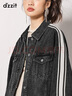 DZZIT明星同款地素牛仔外套秋冬水洗黑寬松版型設計女 黑色 M 曬單實(shí)拍圖