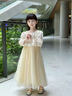 小咔衣濃兒童生日禮服紗裙女童主持人鋼琴演奏演出服花童婚禮小女孩連衣裙 香檳色3940長(cháng)袖長(cháng)款 130 曬單實(shí)拍圖