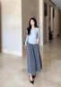 clotho Rennie品牌女裝T恤半裙套裝女2025春秋新款圓領(lǐng)長(cháng)袖通勤時(shí)尚日常兩件套 灰色 L 曬單實(shí)拍圖