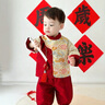 木木屋品牌童裝周歲禮服男寶寶抓周服中國風漢服套裝新生兒滿月拍照衣服 2516紅色麒麟 73cm 73碼適合5-7個月體重13斤-18斤 曬單實拍圖
