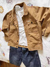 暢登復古潮牌春秋季牛仔外套男韓版潮流帥氣修身工裝大碼休閑夾克上衣 卡其色 3XL 曬單實(shí)拍圖