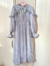 ROJITA印花長(cháng)款立領(lǐng)連衣裙(1343822 現貨) 藍色 曬單實(shí)拍圖