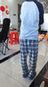 貓人兒童睡衣男童春秋款純棉小孩長(cháng)袖中大童家居服套裝 眼鏡大熊 150 曬單實(shí)拍圖