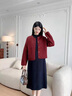 南叮雅格孕婦套裝秋冬時(shí)尚外出長(cháng)袖開(kāi)衫外套寬松遮肚針織連衣裙加厚兩件套 單件 安哥拉紅外套 M 曬單實(shí)拍圖