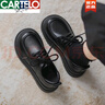 卡帝樂(lè )鱷魚(yú)（CARTELO）真皮厚底樂(lè )福鞋女2025春秋新款百搭學(xué)院黑色單鞋系帶英倫風(fēng)小皮鞋 黑色啞光 37 曬單實(shí)拍圖