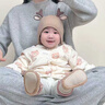 寶寶棉服夾棉外套外出加厚棉衣秋冬幼兒套裝加絨保暖嬰兒分體衣服 【加絨背帶褲】白底熊 66 碼：3-6個(gè)月寶寶 曬單實(shí)拍圖