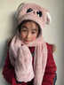 KINGXIAOJING會(huì )動(dòng)的兔耳朵兒童帽子圍巾一體2025冬季男孩女童可愛(ài)毛絨保暖圍脖 兒童皮粉色（耳朵會(huì )動(dòng)彷兔毛） 雙層加厚 曬單實(shí)拍圖