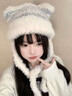 SOMUBAY甜美貓耳朵毛絨帽女日系可愛(ài)毛線(xiàn)帽子女秋冬季顯臉小包頭帽護耳帽 淺藍色 均碼 (54-58cm) 曬單實(shí)拍圖