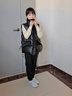 G.DUCKKIDS2025新款中大童羽絨棉馬甲女童外穿亮面免洗坎肩寬松背心外套潮 黑色 170 曬單實(shí)拍圖
