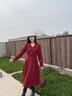 熙世界（sllsky）浪漫復(fù)古連衣裙女秋冬公主裙法式赫本生日禮裙子高級(jí)感本命年女裝 復(fù)古紅 L 曬單實(shí)拍圖