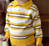 巴拉巴拉童裝兒童毛衣男童女童條紋POLO領(lǐng)秋冬寬松親子裝 白黃色調00413 120cm 曬單實(shí)拍圖