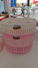 可愛(ài)壁掛式收納籃多功能廚房浴室小掛籃免打孔掛墻首飾盒 粉色+白色大嘴掛壁收納盒 曬單實(shí)拍圖