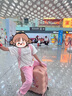 希仲兒童行李箱女孩可騎可坐卡通可愛(ài)小型登機(jī)箱拉鏈結(jié)實(shí)耐用旅行箱 粉色美樂(lè)蒂-加厚pc/杯架 18英寸 【小型登機(jī)箱，免托運(yùn)】 曬單實(shí)拍圖