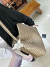 ECODAY原創(chuàng)設(shè)計(jì)香檳色大容量編織托特包女通勤上班單肩手提包學(xué)生電腦包 香檳色（大號(hào)） 曬單實(shí)拍圖