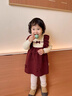 班喜迪女童連衣裙秋裝2025新款洋氣寶寶周歲禮服兒童毛衣公主裙春秋裙子 紅色 90 cm 曬單實(shí)拍圖