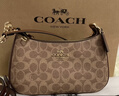 蔻馳（COACH）新款奧萊女士女包經(jīng)典標志老花TERI單肩斜挎包麻將包 IM/棕黃色/棕色 曬單實(shí)拍圖