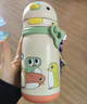babycare兒童保溫杯嬰幼兒學(xué)飲寶寶吸管杯316L不銹鋼保溫杯幼兒園保溫水壺 贈直通吸嘴- 背帶款淺嗬綠450ml 曬單實(shí)拍圖