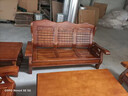 聚馳中式實(shí)木沙發(fā)茶幾組合木質(zhì)老式農村三人位客廳家用古典小戶(hù)型木頭 海棠色 2人位+坐墊 曬單實(shí)拍圖
