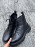 馬克華菲馬丁靴男士2026春季新款高幫男鞋黑色真皮增高加絨棉鞋英倫靴子男 純黑 41 【男款】標準皮鞋碼 曬單實(shí)拍圖
