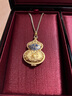 老鋪黃金古法手工足金項鏈 · 花絲福祿香囊吊墜（繩鏈款） 琺瑯藍款金重約37.8g 曬單實(shí)拍圖