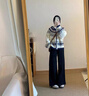 歌詩(shī)慧針織衫開(kāi)衫女2025秋冬新款復古費爾島提花軟糯毛衣外套女秋裝上衣 藏藍提花白色毛衣 均碼 曬單實(shí)拍圖