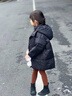 G.DUCKKIDS小黃鴨女童羽絨服2025新款女寶寶韓版兒童冬季加厚女孩中長(cháng)款棉服 黑色 120 cm 曬單實(shí)拍圖