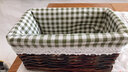 手工藤編田園竹籃子收納籃草編布藝廚房藤條桌面收納筐置物筐 棕色咖啡格布 25x15x10 曬單實(shí)拍圖