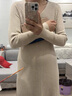 凡伊蔚長(cháng)袖針織修身包臀打底連衣裙女秋冬新款裙子禮服長(cháng)裙高級感毛衣裙 杏色v領(lǐng)針織修身氣質(zhì)魚(yú)尾包臀裙 均碼 【建議80-115斤】 曬單實(shí)拍圖