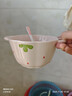 草莓陶瓷碗勺家用高顏值米飯碗少女心甜品碗釉下彩餐具套裝 【2件套】淺粉草莓小號湯碗+勺 曬單實(shí)拍圖
