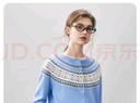 科蒙博卡2025秋冬新款費爾島羊絨衫女圓領(lǐng)開(kāi)衫外套復古提花針織衫毛衣 天空藍 L 曬單實(shí)拍圖