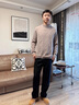 SHANSHAN杉杉純羊毛衫男冬季100%綿羊毛加厚保暖毛衣中青年男士休閑圓領(lǐng)針 米駝色 2XL (185) /185 曬單實(shí)拍圖