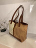 沐霓 秋冬季潮流撞色托特包女新款復古時(shí)尚大容量單肩包高級感腋下包 咖啡色 曬單實(shí)拍圖