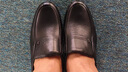 蜘蛛王男士皮鞋一腳蹬春秋商務(wù)休閑皮鞋真皮中老年爸爸鞋 48475 黑色 43 曬單實(shí)拍圖