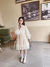 Dudant國際品牌女童連衣裙2025新款春秋季女孩紗裙花童禮服洛麗塔公主裙 杏色 120 cm 曬單實(shí)拍圖