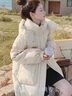 暖冬鴨鴨合適東北人穿羽絨棉服女大學(xué)生冬季中長(cháng)款新款衣加厚過(guò)膝連帽襖子 米白色 XL 建議145-165斤 曬單實(shí)拍圖