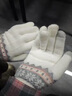 ROWILUX手套觸屏冬天女士韓版加厚保暖防風(fēng)防寒戶(hù)外運動(dòng)毛線(xiàn)騎行手套親膚 A006米白 均碼 曬單實(shí)拍圖