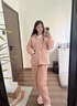 雅鹿睡衣女珊瑚絨夾棉冬季加厚加絨保暖三層棉襖法蘭絨大碼家居服套裝 NSCJF-JK002豆沙奔奔熊 三層夾棉 L 【適合100-120斤】 曬單實(shí)拍圖