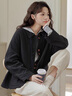 fredrical2025年新款秋季外套女休閑日系復古感外套女黑色風(fēng)衣夾克上衣 黑色 S 建議80-90斤 曬單實(shí)拍圖