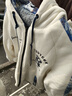 啄木鳥(niǎo)秋冬季外套男裝加絨夾克加厚棉衣服青少年學(xué)生潮棒球服羽休閑絨服 米白色 L (建議110-130斤) 曬單實(shí)拍圖