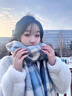 蔚占圍巾女生閨蜜生日禮物女實(shí)用女士圍巾禮盒圍巾女秋冬季2025新款 天藍色格紋圍巾【禮盒裝】 曬單實(shí)拍圖