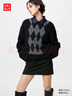 優(yōu)衣庫女裝菱格圓領(lǐng)針織衫/毛衣毛衫25秋冬新款482645 09 黑色 XL /165/92A 曬單實(shí)拍圖