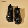 達芙妮真皮厚底樂(lè )福鞋2025春季新款百搭單鞋小個(gè)子增高英倫風(fēng)小皮鞋 黑色 【純色小頭】 36 曬單實(shí)拍圖