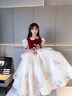 DOMIAMIAKIDS女童晚禮服輕奢高端生日公主裙秋冬兒童主持人鋼琴演奏演出服 黑色 【贈裙撐】 均碼 160cm 曬單實(shí)拍圖