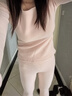 貓人保暖內衣女加絨加厚冬季發(fā)熱防寒大碼無(wú)痕中高領(lǐng)打底秋衣秋褲套裝 【2套裝-圓領(lǐng)】膚色+藕粉 XL 【建議120-140斤】 曬單實(shí)拍圖