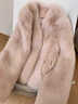 BESNOS意大利品牌特種貝貝小狐貍毛毛外套整皮皮草女年輕款顯瘦2025新款 柔霧粉（7工作日） M 曬單實(shí)拍圖